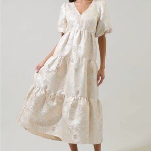 Sugarlips Cream Floral Midi Dress